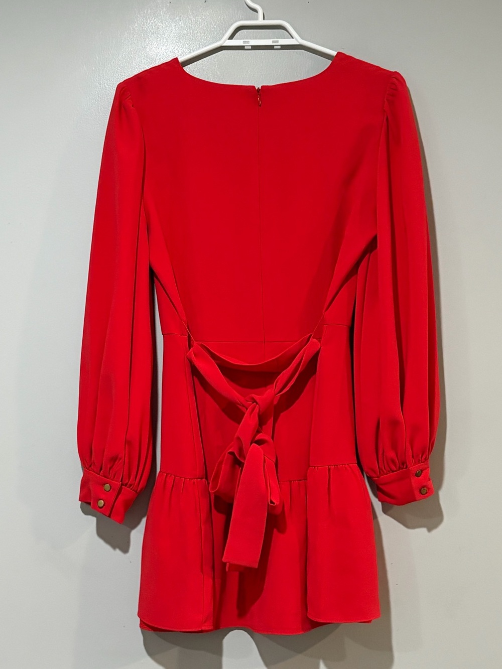 Revolve AMANDA UPRICHARD Selene Liptick Red Belted Ruffle Mini Dress Size M - Picture 7 of 12